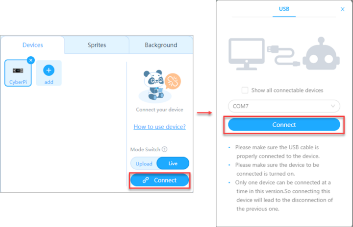 mBlock5 Connect CyberPi