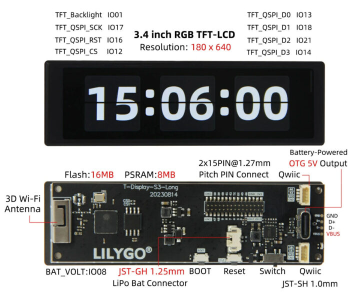 ESP32-S3 board wide touchscreen display