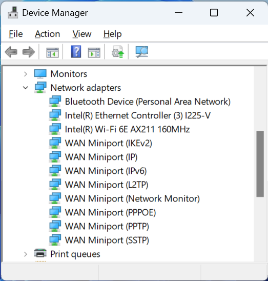 GEEKOM Mini IT13 Device Manager Network Adapters