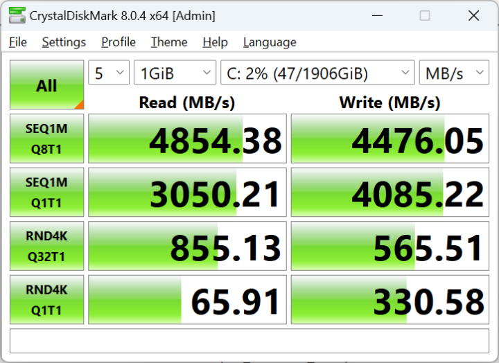 GEEKOM Mini IT13 NVMe SSD CrystalDiskMark Benchmark