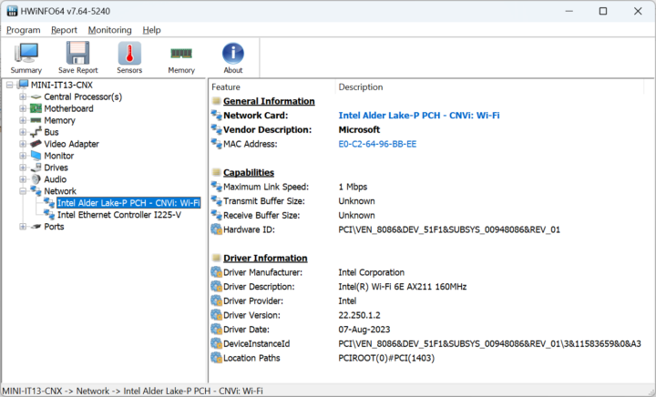 Intel AX211 WiFi 6E CNVi module Windows 11