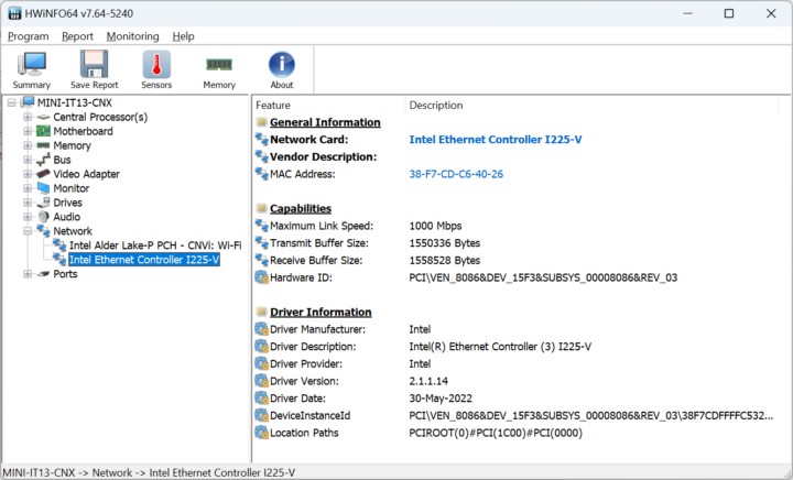 Intel I225-V 2.5GbE controller Windows 11