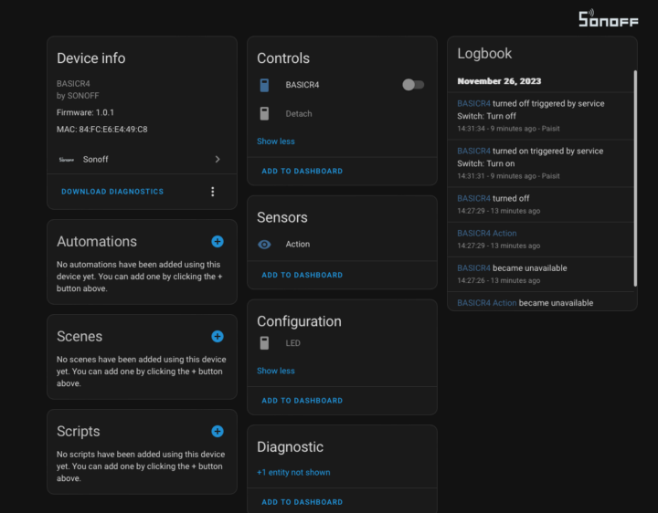 Sonoff BASICR4 Home Assistant