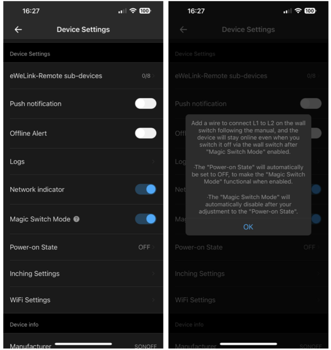 Sonoff BasicR4 Magic Switch Setting in eWelink