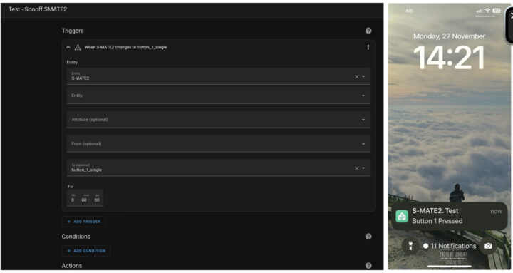 Sonoff S-MATE2 Home Assistant Demo