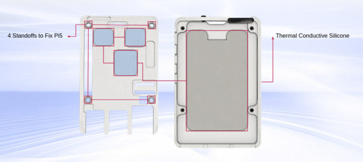 Thermal pads Raspberry Pi 5 fanless enclosure