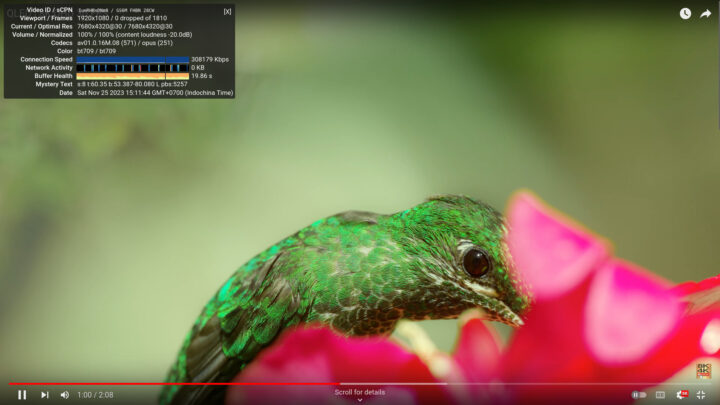 YouTube 8K 30fps Ubuntu 22.04 Firefox GEEKOM Mini IT13