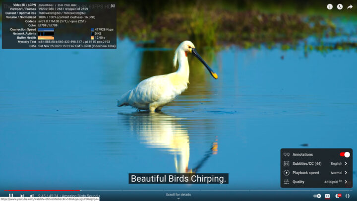 YouTube 8K 60 Firefox Core i9-13900H CPU