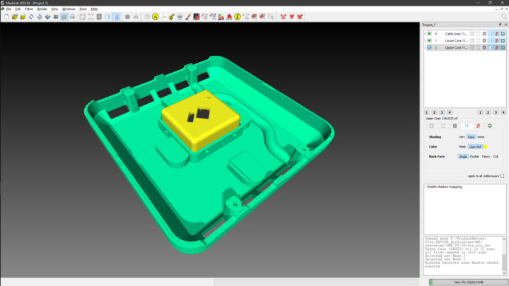 AirGradient ONE 3D enclosure model in MeshLab