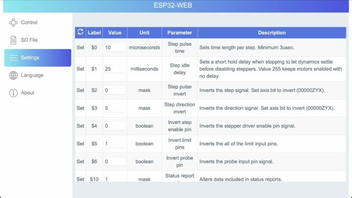 ESP32-WEB Settings