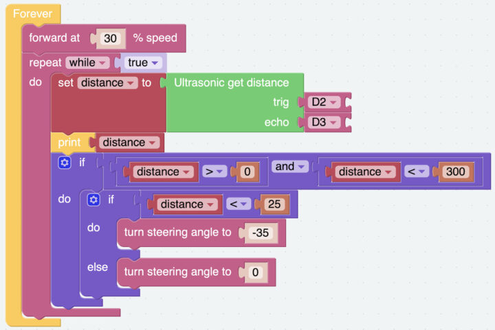 EzBlock Studio Obstacle Avoidance Code