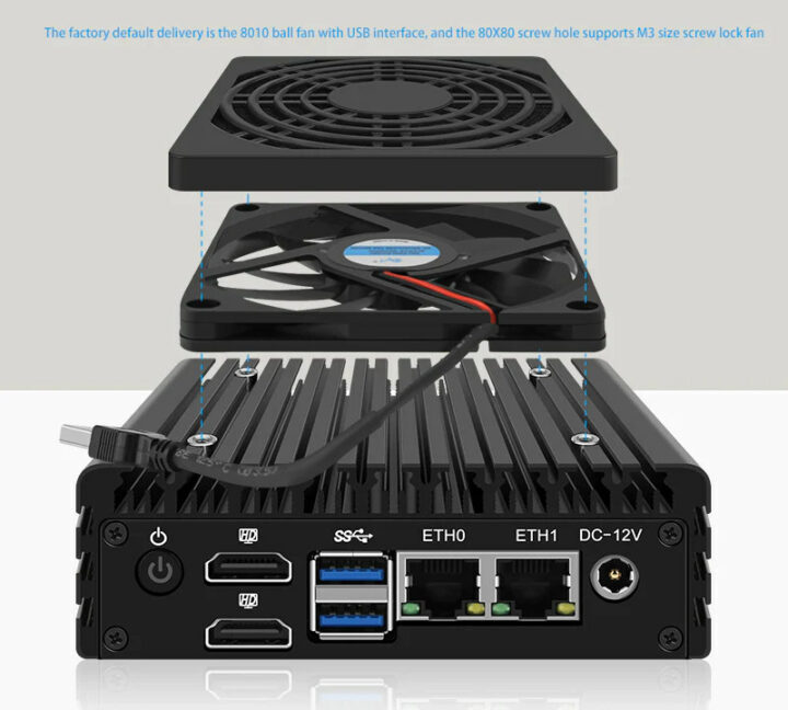 Fanless mini PC with fan