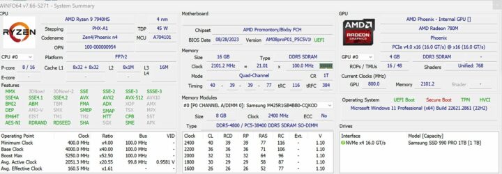 HWinfo summary