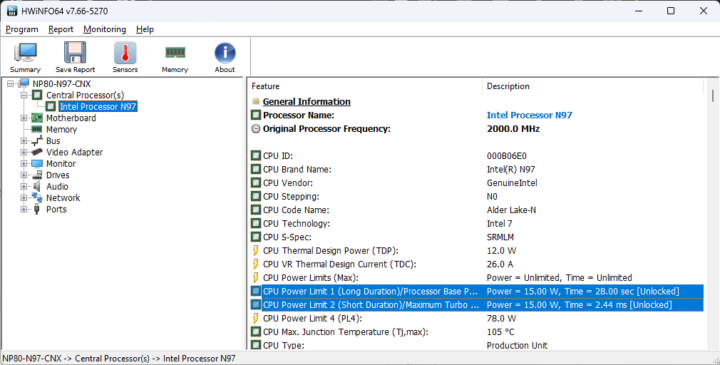 Intel Processor N97 mini PC PL1 PL2