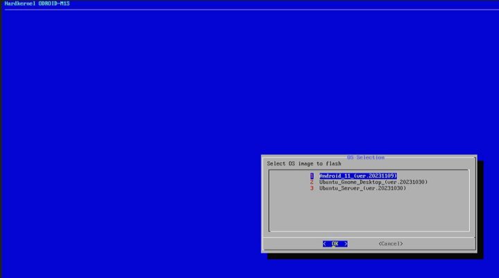 ODROID-M1S Select OS to install