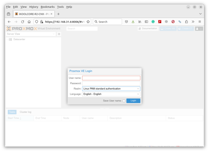 Proxmox VE Login