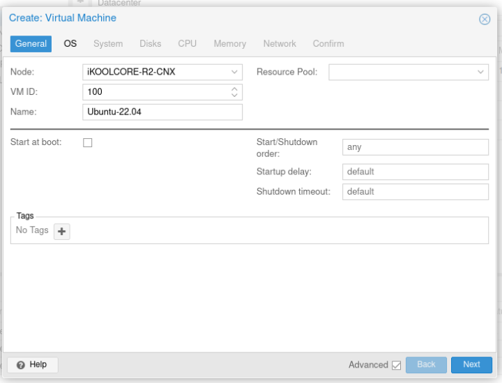 Proxmox Create Virtual Machine Ubuntu 22.04