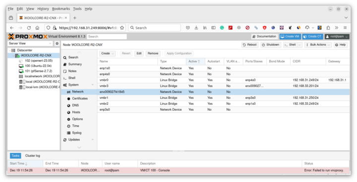 Proxmox VE Network iKOOLCORE R2