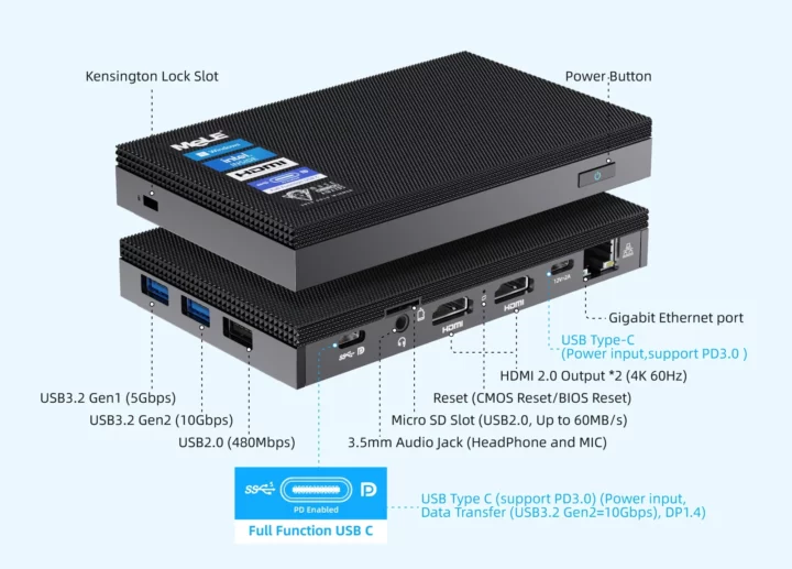 Ultrathin Fanless Processor N100 mini PC