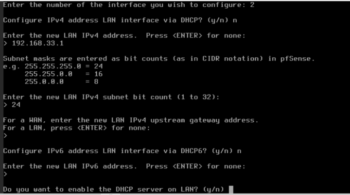 pfSense LAN configuration