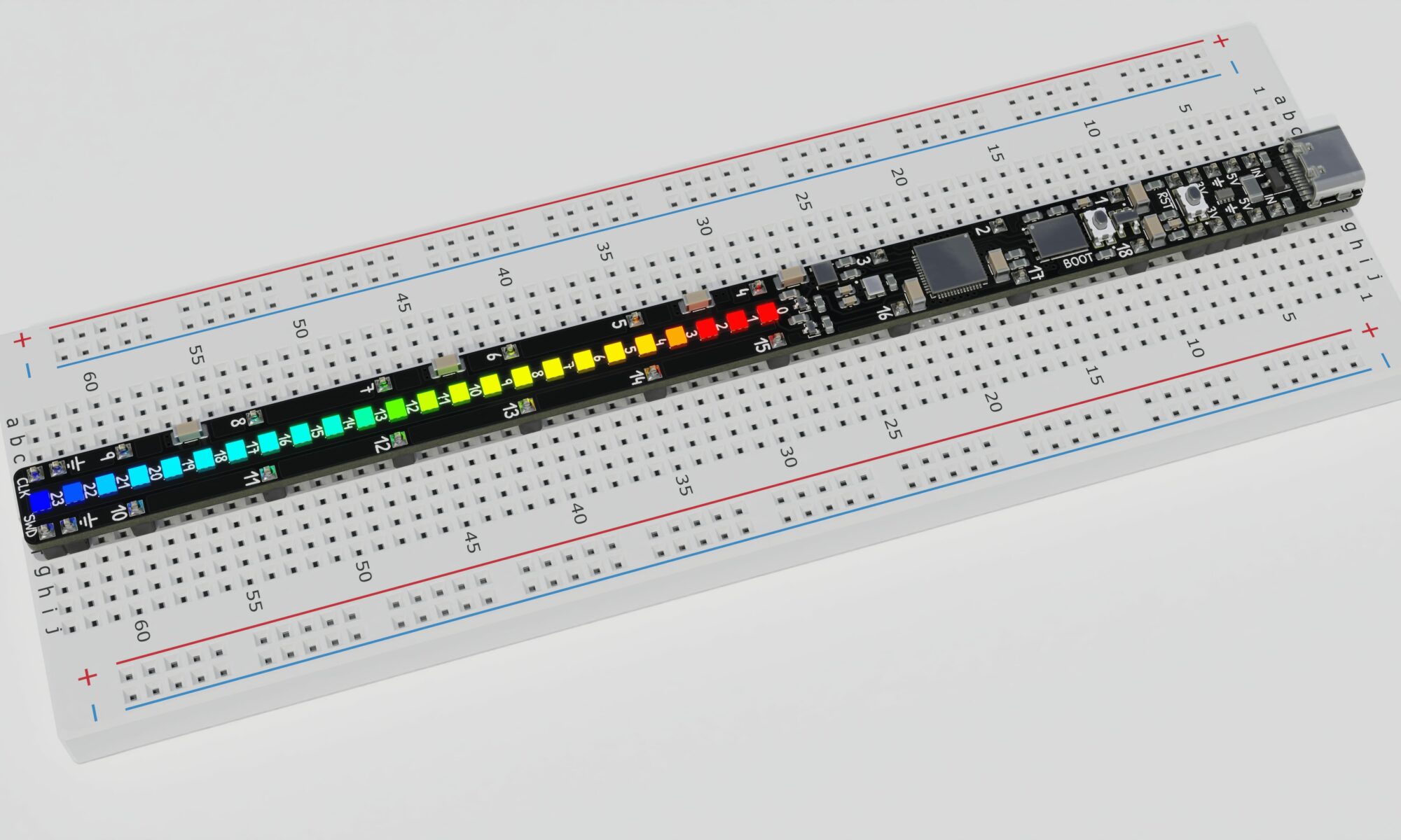 Raspberry Breadstick on a breadboard