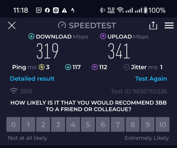 300Mbps 3BB WiFi 6 SpeedTest