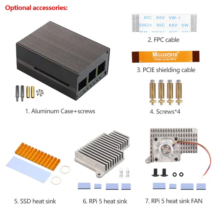 Acceries for Mcuzone NVME Pi5 Hat