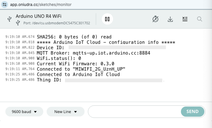 Arduino Cloud Editor Serial Monitor