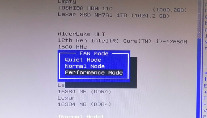 BIOS Fan Mode Performance