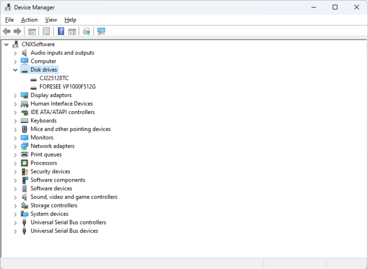 Device Manager Disk Drives Maxtang MTN-FP750