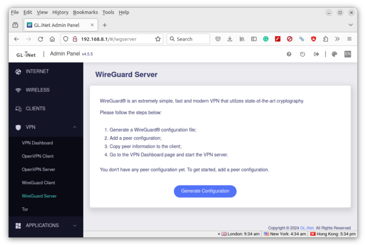 Flint 2 Admin Panel Wireguard Server