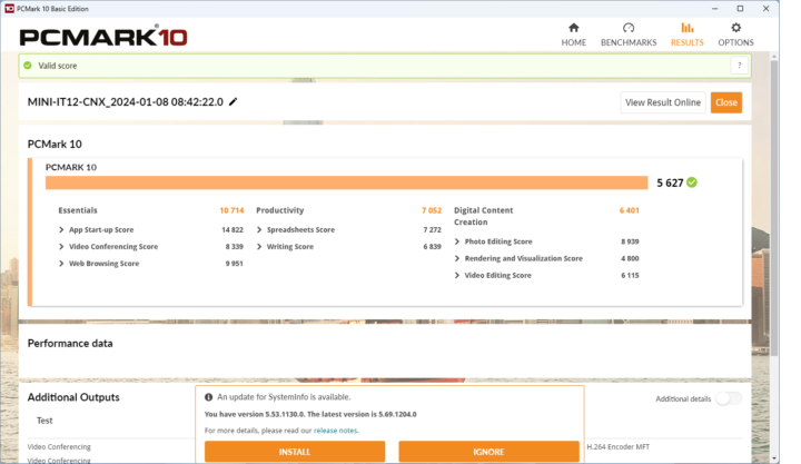 GEEKOM Mini IT12 PCmark 10 benchmark