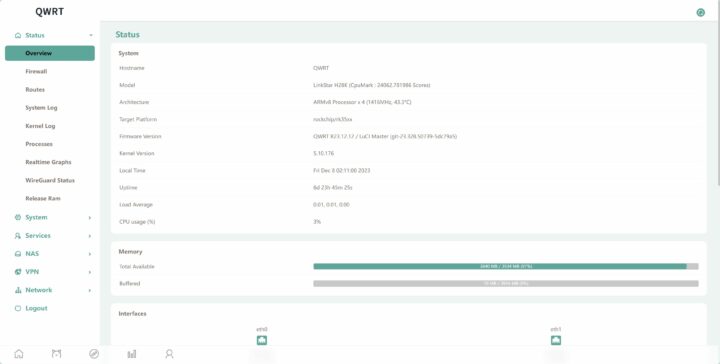 H28K QWRT Firmware Status Page