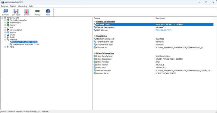 HWiNFO64 WiFi 6 AX211