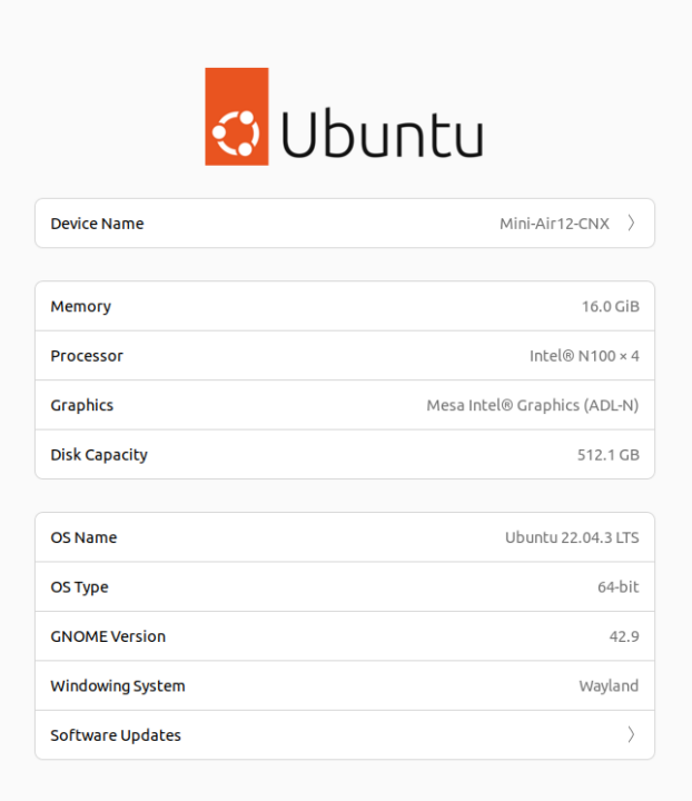 Mini Air12 Ubuntu