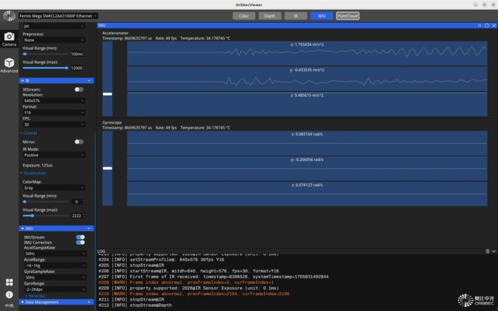 Orbbec Femto Mega IMU data