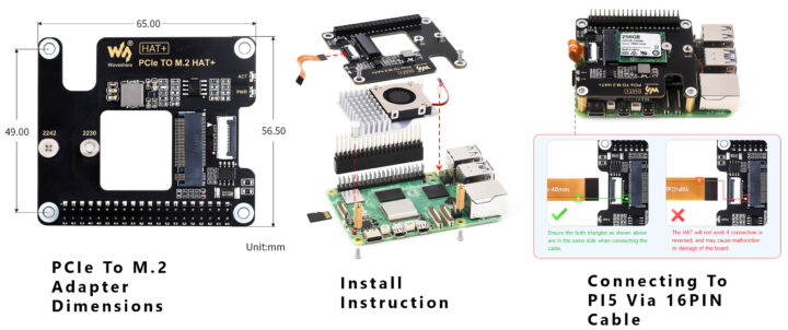 PCIe To M.2 Adapter Dimensions Install Instruction and FPC Cable Connection Instruction.png