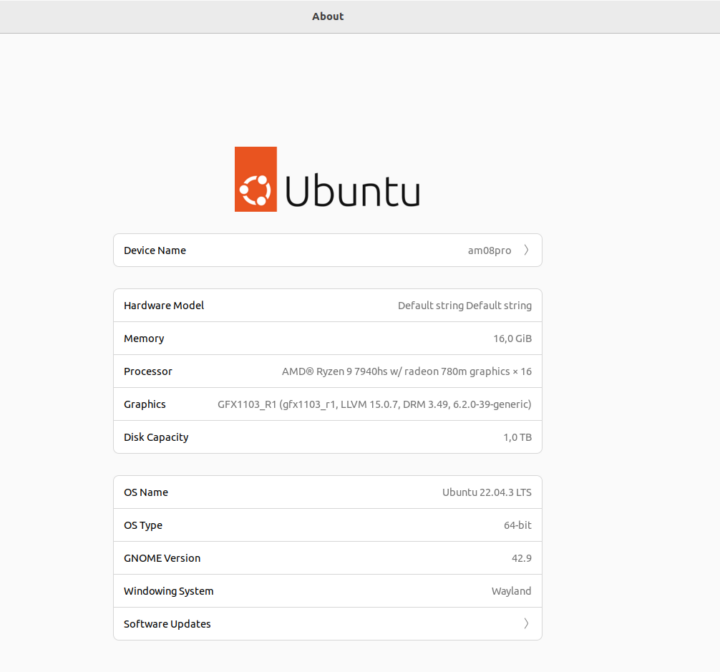 Ubuntu 22.04.03 About AM08Pro