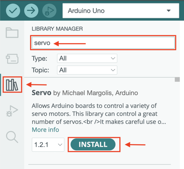 Add Servo Library in Arduino IDE