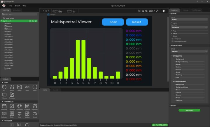 Designing UI for the 3.5-inch screen in SquareLine Studio