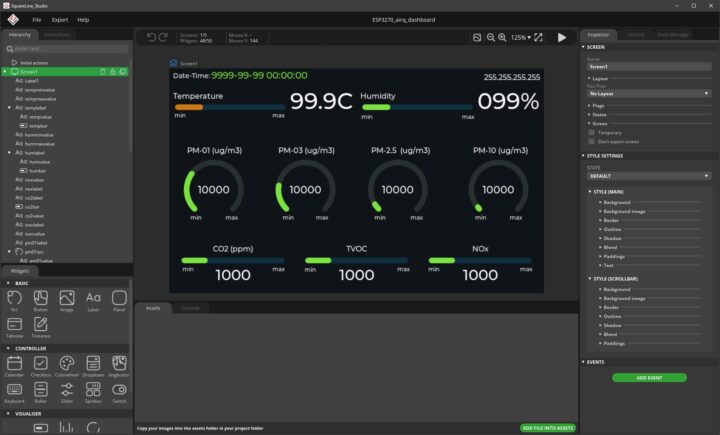 Designing UI for the 7.0-inch screen in SquareLine Studio