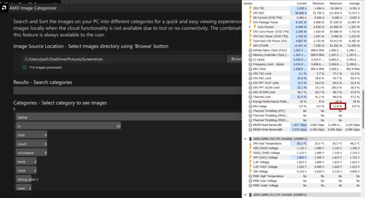 AMD Image Categorizer NPU usage