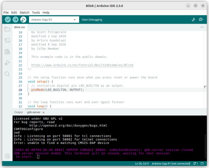 Arduino IDE 2.3 Debug Feature