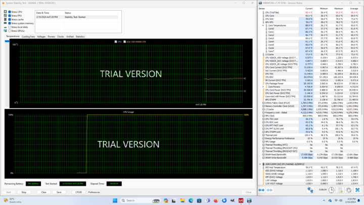 AMD Ryzen 9 7940HS AIDA 64 stress test