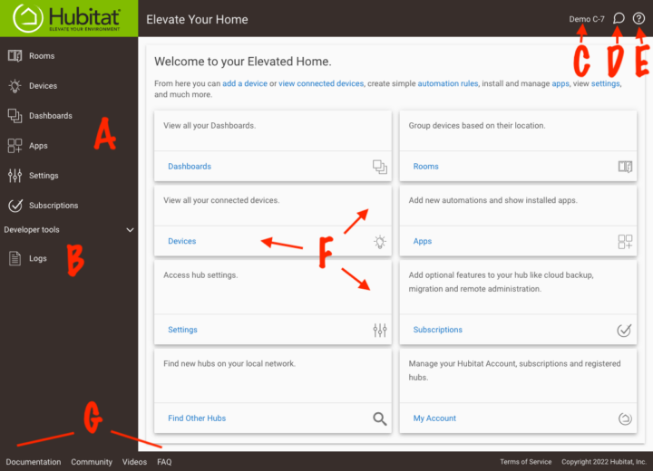 Hubitat user interface