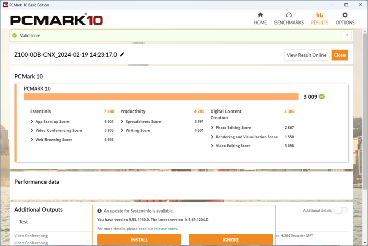 MINIX Z100-0dB PCMark 10