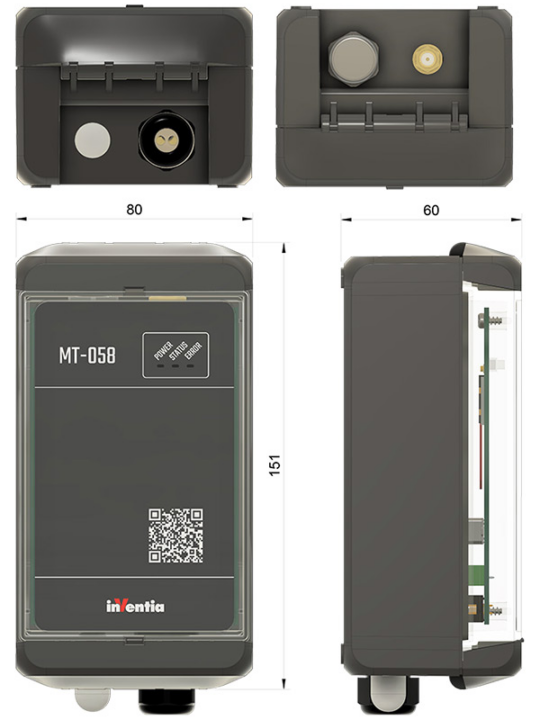 MT 058 Cellular IoT Telemetry Module Dimensions