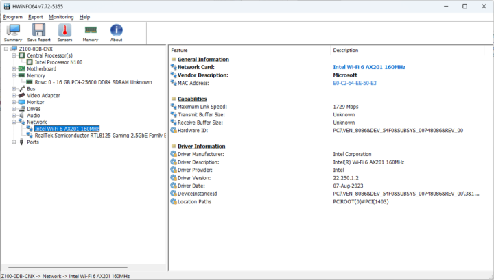 WiFi 6 AX201 Windows 11