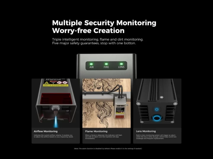 Creality Falcon2 Pro air fire lens monitoring