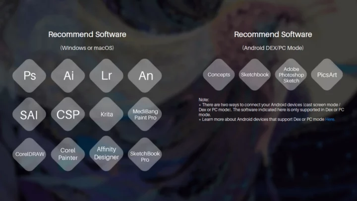 HUION recommended software